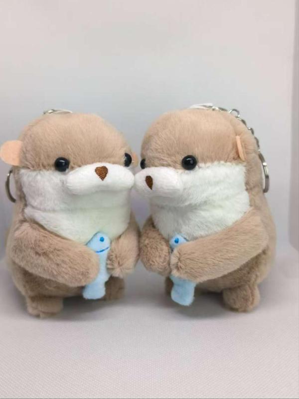 Cute Cartoon Otter Design Plush Keychain, Animal Shaped Plush Keychain for Women & Men, Fashion Accessories for Daily Use