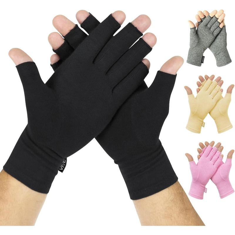 Vive Rheumatoid Arthritis Gloves - Men and Women Fingerless Compression Wrap for Hand Pain and Osteoarthritis -  Hand Wrap for Arthritic Joint Symptom Relief - Open Finger Fit