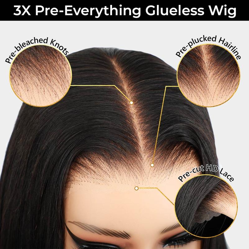 OQ HAIR Kinky Curly Wear and Go Glueless Human Hair Wigs Pre Bleached Pre-cut 4x6 HD Lace Front Wig Pre-plucked Natural Hairline