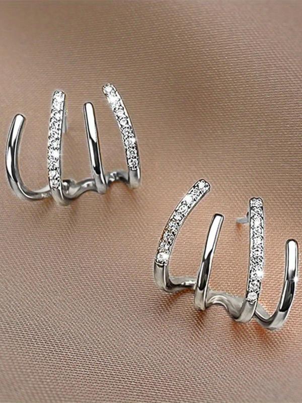 Rhinestone Decorated Ear Cuff, Fashionable Earrings for Women & Girls for Party, Daily Decor, Trendy All-match & Exquisite Jewelry for Birthday Gift