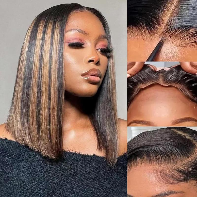 Megalook 12A Bob Wig Human Hair Minimalist Glueless Wig Pre Cut Lace 6x5 HD Closure Wig Real Pre Plucked Straight Short Bob Wigs Bleached Tiny Knots
