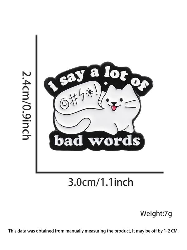 Cute Cartoon Cat Design Brooch, Fashionable Letter Design Pin Brooch, Clothes Accessories for Women & Men
