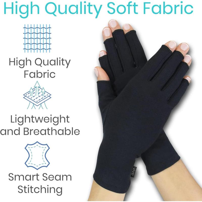 Vive Rheumatoid Arthritis Gloves - Men and Women Fingerless Compression Wrap for Hand Pain and Osteoarthritis -  Hand Wrap for Arthritic Joint Symptom Relief - Open Finger Fit