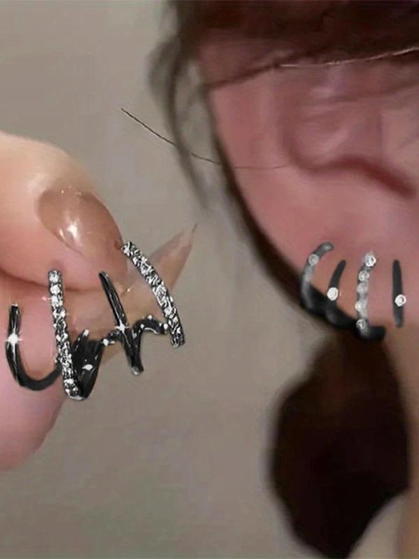 Rhinestone Decorated Ear Cuff, Fashionable Earrings for Women & Girls for Party, Daily Decor, Trendy All-match & Exquisite Jewelry for Birthday Gift