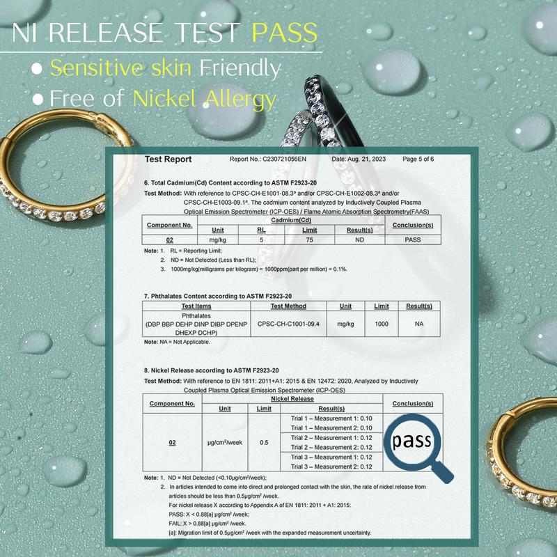 BodyBonita Clear CZ Nose Rings Hoop 316L Surgical Steel CZ Body Piercing Hoop Clicker 20G 18G 16G Hypoallergenic Earrings Jewelry for Cartilage Helix Rook Tragus Conch Daith Button Ring with Cubic Zircon 6mm 7mm 8mm 9mm 10mm 11mm 12mm - Gold Silver Black