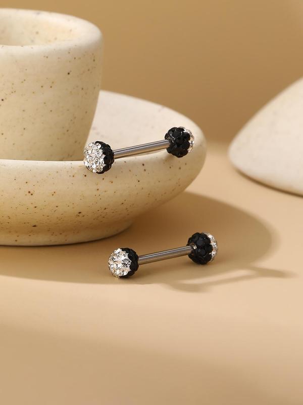 2pcs Rhinestone Decorated Stainless Steel Body Jewelry, Women's Body Jewelry for Daily Wear, Fashion Jewelry for Party, Daily Clothing Decor, Trendy All-match & Exquisite Jewelry for Birthday Gift