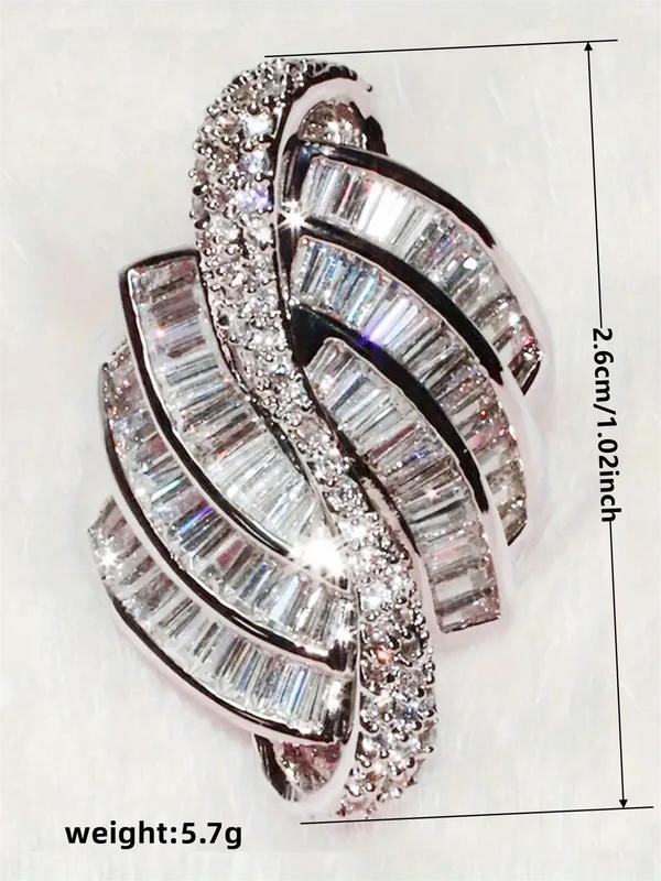 Rhinestone Decorated Ring, Fashion Copper Accessories for Women, Elegant Jewelry for Party, Daily Clothing Decor, Trendy All-match & Exquisite Jewelry for Birthday Gift