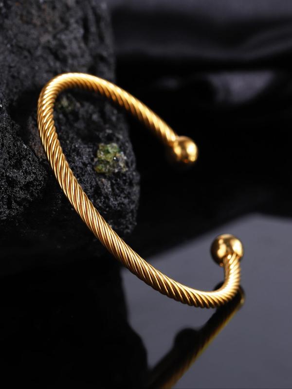 Fashion Creative Plain Color Stainless Steel Cuff Bangle, Fashion Jewelry for Party, Daily Clothing Decor, Trendy All-match & Exquisite Jewelry for Birthday Gift