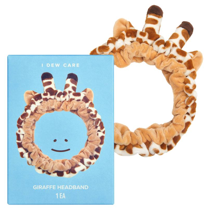 I DEW CARE Face Wash Headband Giraffe - Adorable Design, Perfect for Cleansing, Bath, Makeup and Spa, 100% Microfiber, Reusable, 1 Count