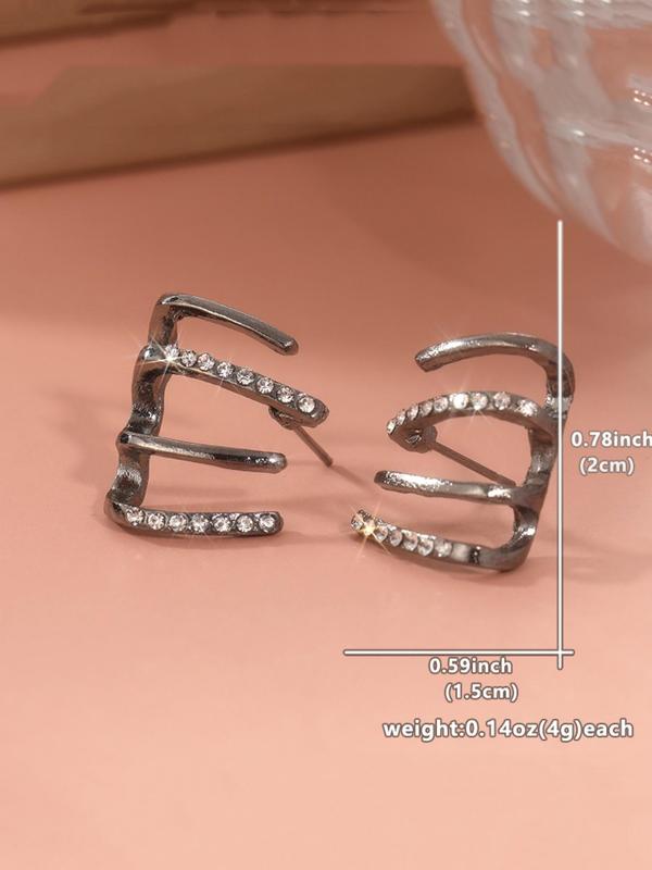 Rhinestone Decorated Ear Cuff, Fashionable Earrings for Women & Girls for Party, Daily Decor, Trendy All-match & Exquisite Jewelry for Birthday Gift