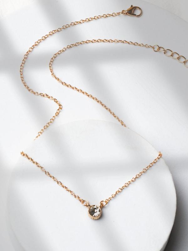 Rhinestone Decor Pendant Necklace for Women for Gift, Clavicle Necklace for Women, Trendy Necklace for Daily Wear, Without Box