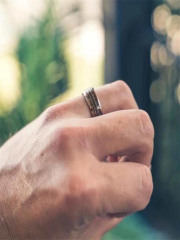 Men's Fashion Random Print Stainless Steel Ring, 2024 New Style Jewelry for Party, Daily Clothing Decor, Trendy All-match Cool Female Accessories for Birthday Gift