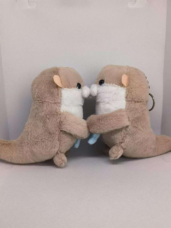 Cute Cartoon Otter Design Plush Keychain, Animal Shaped Plush Keychain for Women & Men, Fashion Accessories for Daily Use