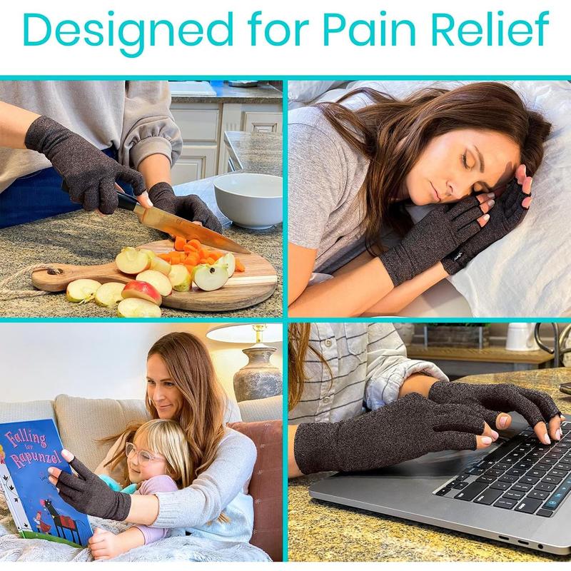 Vive Rheumatoid Arthritis Gloves - Men and Women Fingerless Compression Wrap for Hand Pain and Osteoarthritis -  Hand Wrap for Arthritic Joint Symptom Relief - Open Finger Fit