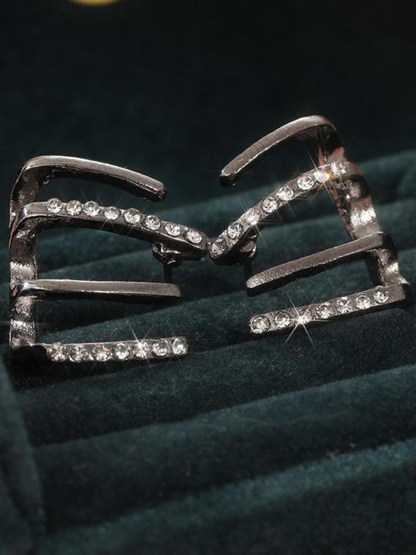 Rhinestone Decorated Ear Cuff, Fashionable Earrings for Women & Girls for Party, Daily Decor, Trendy All-match & Exquisite Jewelry for Birthday Gift