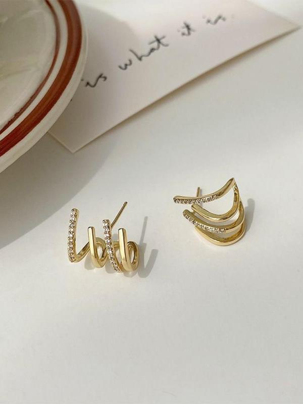 Rhinestone Decorated Ear Cuff, Fashionable Earrings for Women & Girls for Party, Daily Decor, Trendy All-match & Exquisite Jewelry for Birthday Gift
