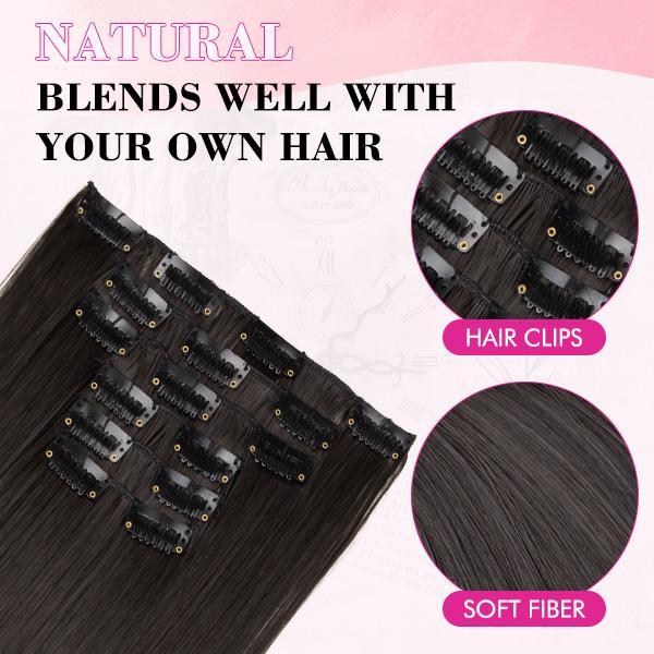 REECHO Clip in Long Straight Hair Extension 24 Inch 6PCS Platinum Blonde Heat Resistant Synthetic Hairpiece Natural Soft Synthetic Fiber for Women