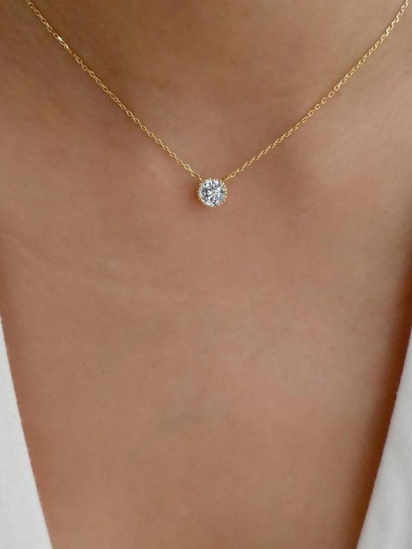 Rhinestone Decor Pendant Necklace for Women for Gift, Clavicle Necklace for Women, Trendy Necklace for Daily Wear, Without Box