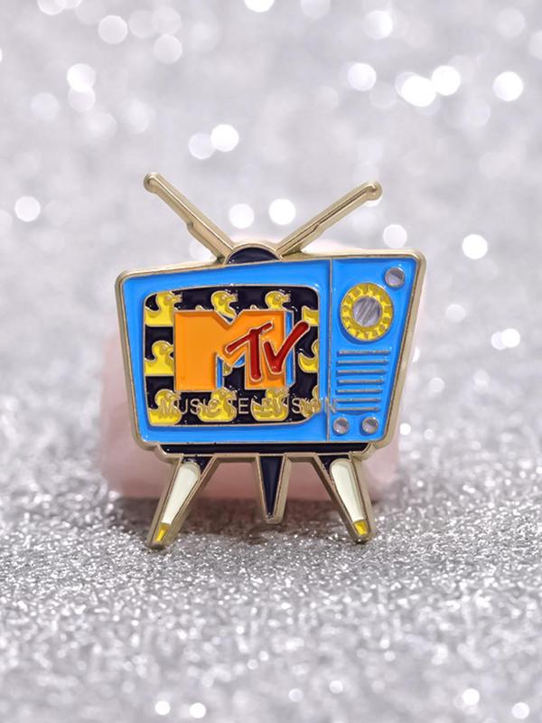 Vintage Tv Shaped Brooch, Enamel Pin Suitable for Backpacks, Jeans, Scarves, Hats Decoration,  Trendy All-match & Exquisite Brooch for Birthday Gift