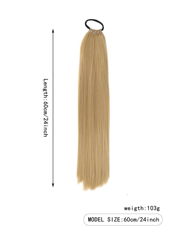 24 Inch Elastic Band Wrap Around Long Straight Ponytail Extension, Synthetic Ponytail Extensions for Women, Striking Natural Fluffy Wigs for Daily, Cosplay, Anime Or Costume Party, Birthday Gifts