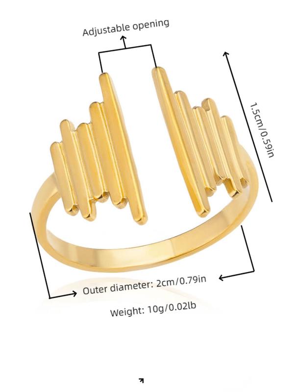 Simple Geometric Design Stainless Steel Cuff Ring, Casual Open Adjustable Ring For Daily Wear, Fashion Accessories For Women & Men