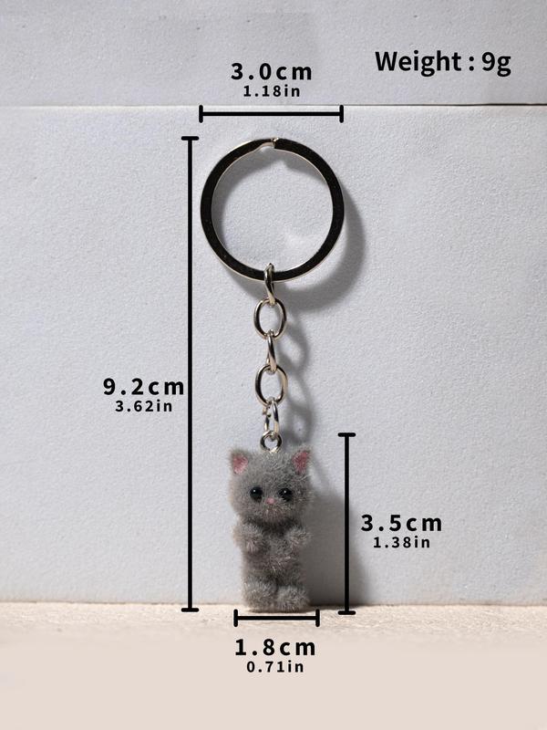 Cute Cat Design Keychain, 3D Animal Design Keychain for Women & Men, Fashion Accessories for Bag & Car Key Decoration, Car Accessories