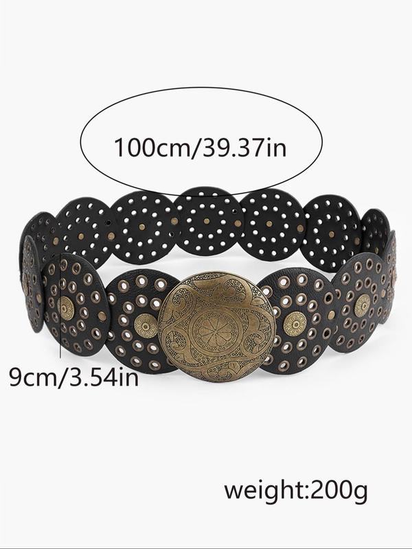 Women's Fashion Grommet Eyelet Design Wide Belt, Vintage Style Waistband for Jeans & Short Skirt, Trendy All-match & Exquisite Belt for Birthday Gift