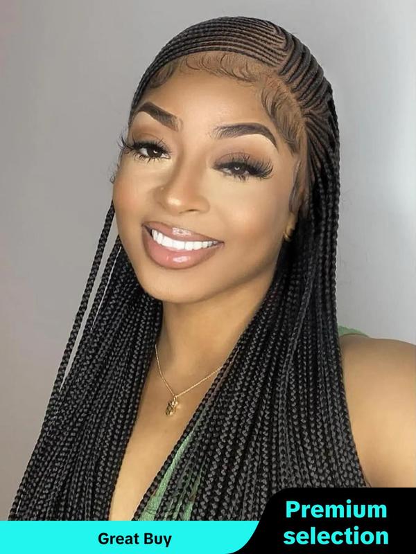 Full Lace Front Long-length Hand Hook Hair Lace Braiding Wig, Synthetic Braided Lace Wigs with Baby Hair for Summer Party, Daily Use, Lightweight Easy To Wear, Fall Outfits, Fall Freshness