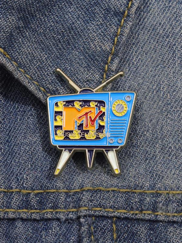Vintage Tv Shaped Brooch, Enamel Pin Suitable for Backpacks, Jeans, Scarves, Hats Decoration,  Trendy All-match & Exquisite Brooch for Birthday Gift