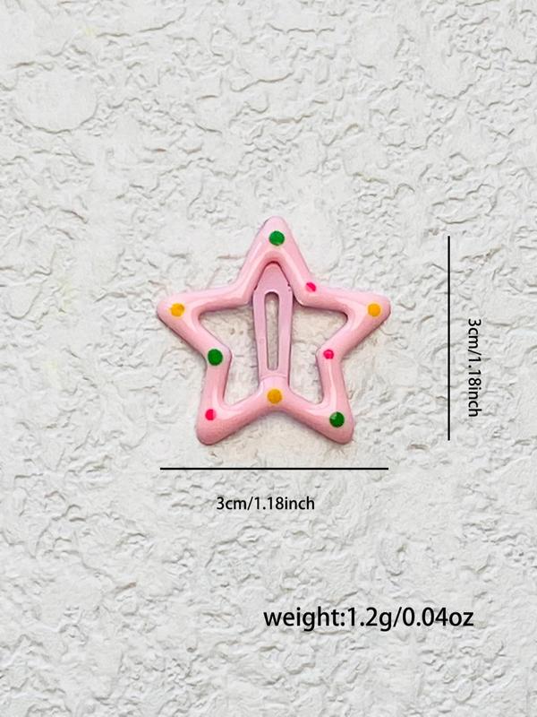 Women's 2pcs Minimalist Cute Plain Stars Decor Hair Clips, Fashionable Hair Accessories For Women For Daily Used