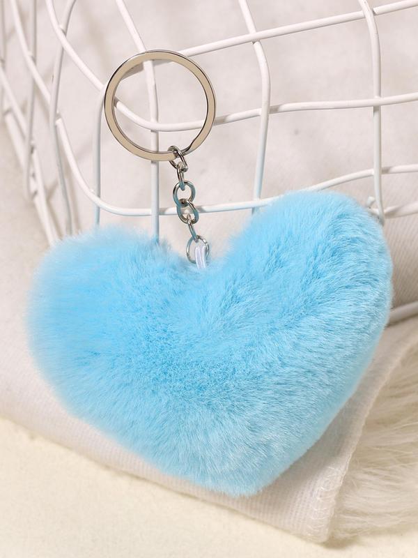 Heart Shaped Plush Keychain, Cute Keychain for Women & Men, Fashion Accessories for Daily Use, Perfect for Student for Daily Use