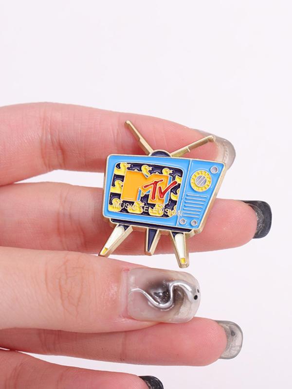 Vintage Tv Shaped Brooch, Enamel Pin Suitable for Backpacks, Jeans, Scarves, Hats Decoration,  Trendy All-match & Exquisite Brooch for Birthday Gift