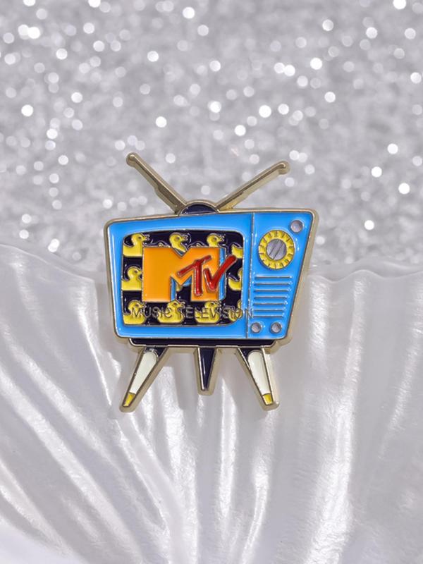 Vintage Tv Shaped Brooch, Enamel Pin Suitable for Backpacks, Jeans, Scarves, Hats Decoration,  Trendy All-match & Exquisite Brooch for Birthday Gift