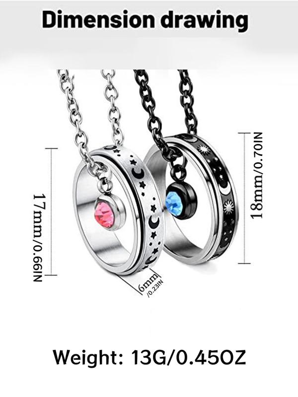Couple's Puzzle Design Rhinestone Decorated Jewelry Set, Casual Trendy Matching Bracelet & Necklace, Fashion Accessories for Both Men & Women