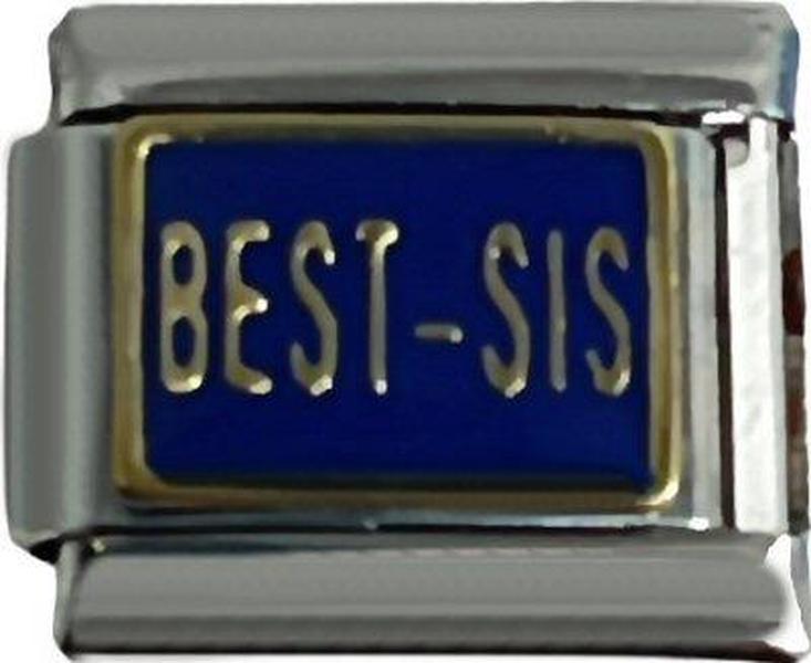 Italian Charm Link Best-Sis Blue Charm  9mm