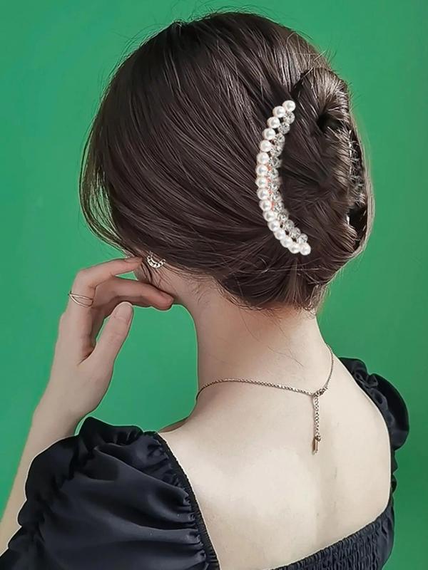 Faux Pearl & Rhinestone Decorated Hair Pin, Elegant Hair Accessories for Women & Girls, Trendy All-match & Exquisite Hair Pins for Birthday Gift