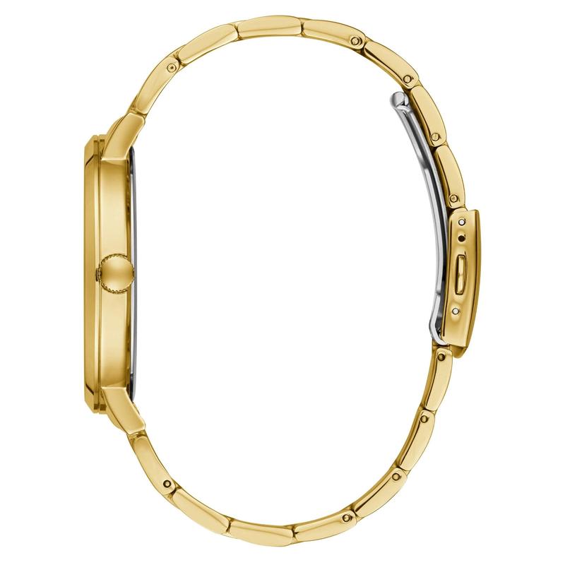 GUESS Female Gold-Tone and Black Diamond Analog Watch