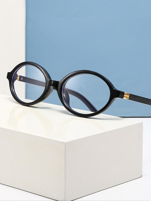Tortoiseshell Print Oval Frame Eyeglasses, Trendy Casual Full Rim Eyeglasses for Everyday Use, Fashion Accessories for Outdoor Activities