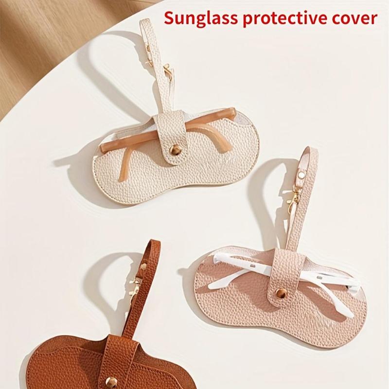 Portable Scratch-proof Glasses Case, 1 Count PU Leather Soft Neck-hanging Sunglasses Pouch, Organizer for Jewelry, Home Supplies & Outdoor