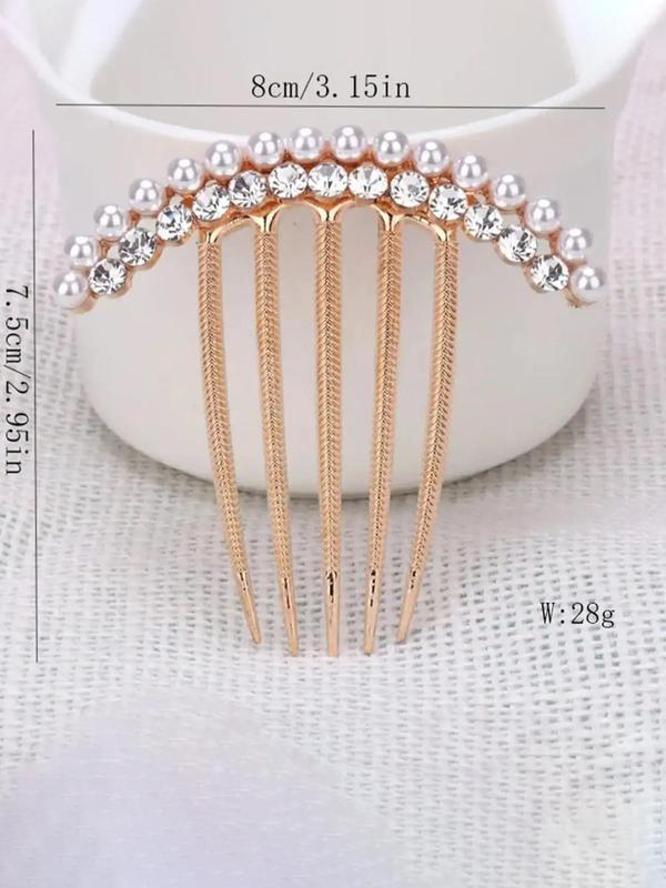 Faux Pearl & Rhinestone Decorated Hair Pin, Elegant Hair Accessories for Women & Girls, Trendy All-match & Exquisite Hair Pins for Birthday Gift