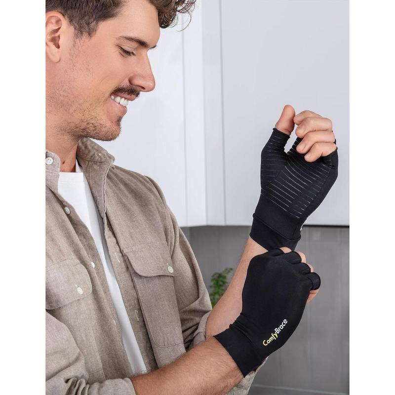 Copper Impregnated Arthritis Gloves for Relief of Pain Swelling in Hands and Fingers Due to Rheumatoid Arthritis, Carpal Tunnel Syndrome, Tendonitis and Poor Circulation, Suitable for Men and Women
