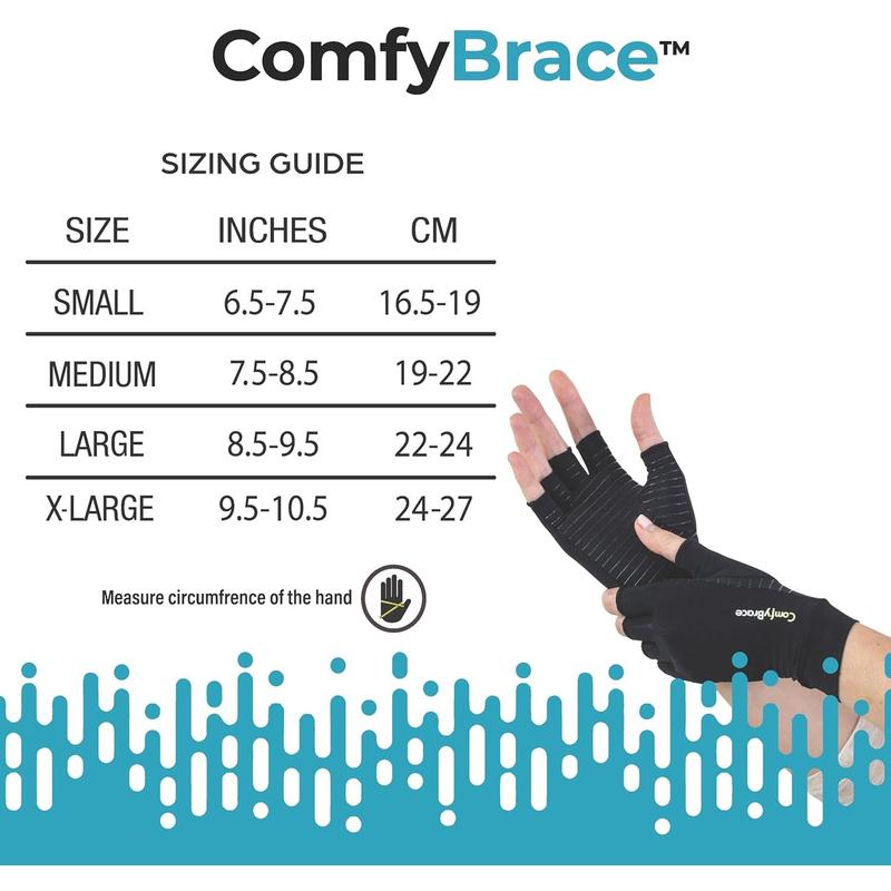 Copper Impregnated Arthritis Gloves for Relief of Pain Swelling in Hands and Fingers Due to Rheumatoid Arthritis, Carpal Tunnel Syndrome, Tendonitis and Poor Circulation, Suitable for Men and Women