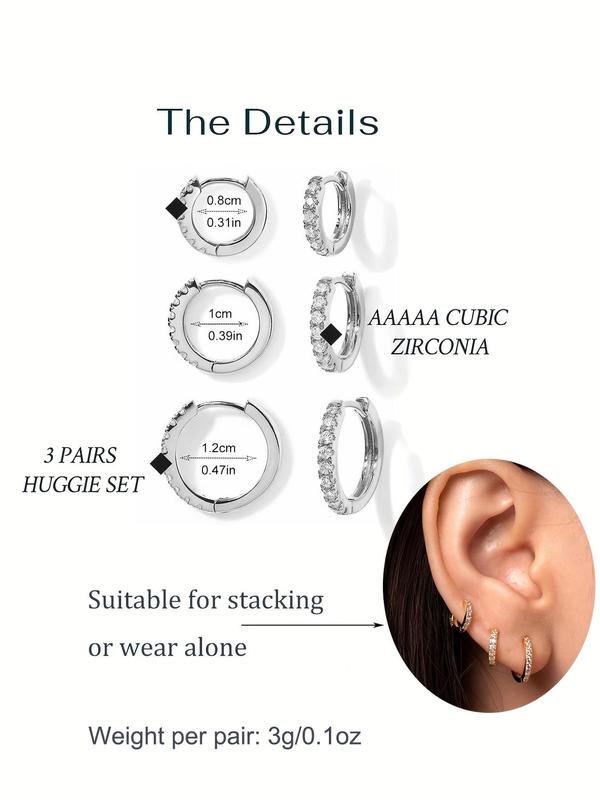 Rhinestone Decor Hoop Earrings, Fashionable Earrings for Women & Men, Trendy All-match & Exquisite Jewelry for Birthday Gift