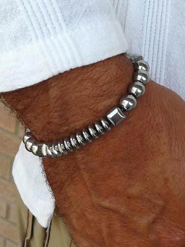 Men's Street Trend Beaded & Cross Charm Bracelets, Trendy Minimalist Matching Bracelets, Chic Hip Hop Vintage Matching Bracelet  As Gift for Boyfriend, Cool Male Accessories Fall