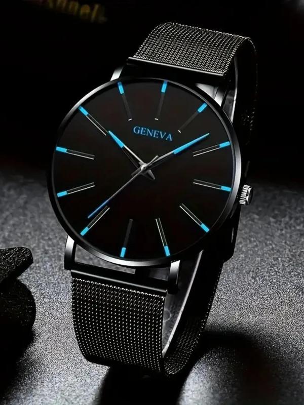 1 Count Men's Casual Round Dial Analog Quartz Watch & 4 Counts Bracelets, Fashion Set for Party, Daily Clothing Decor, Trendy Exquisite Watch Set for Gift