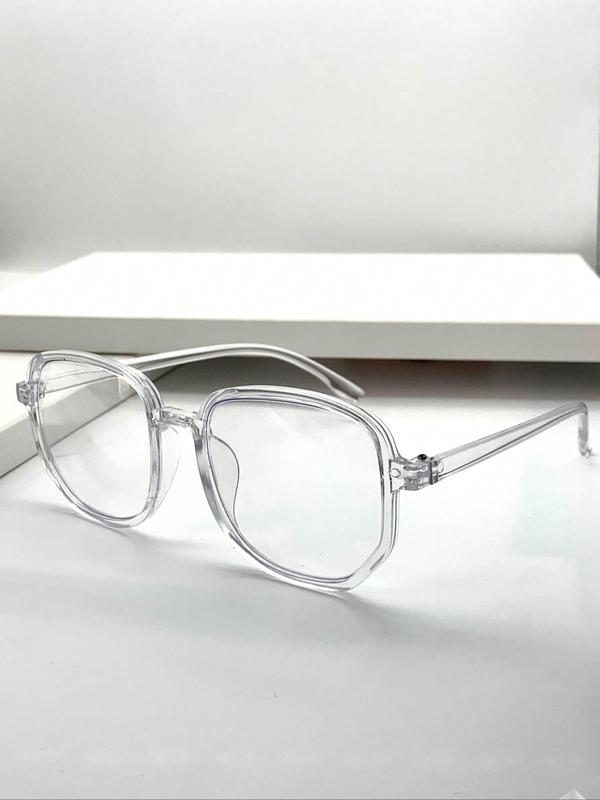 Unisex Simple Style Plain Color Geometric Frame Eyeglasses, Trendy Casual Eyeglasses for Everyday Use, Fashion Accessories for Outdoor Activities