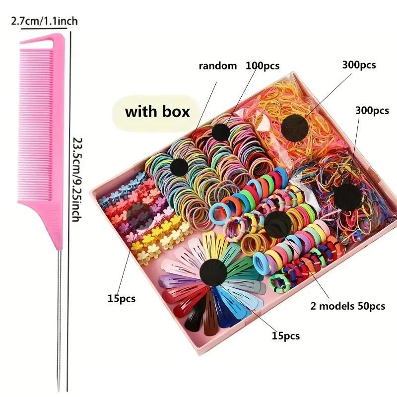 All in One Hair Styling Accessories, 780pcs Colorful Hair Tie & Hair Band & Ponytail Holder & Hair Comb Set, Casual Heatless Styling Tool for Women & Girls