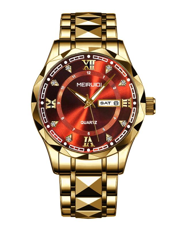 Men's Business Fashion Round Dial Analog Quartz Watch with Calendar, Fashion Watch for Party, Daily Decor, Trendy All-match & Exquisite Watch for Birthday Gift