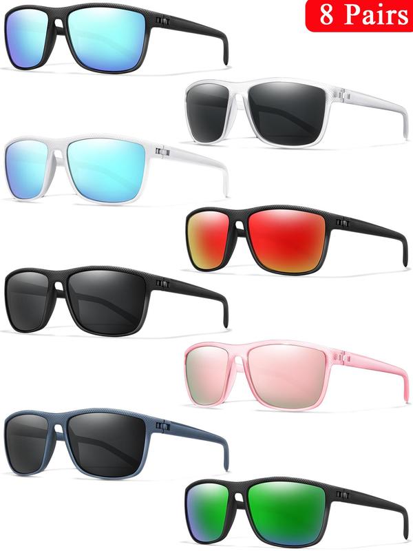 Unisex Polarized Sunglasses, Square Frame + Mirrored Polarized Lens, Outdoor Sports Eyewear for Cycling, Running, Fishing, Driving, Fall Outfits, Fallfreshness