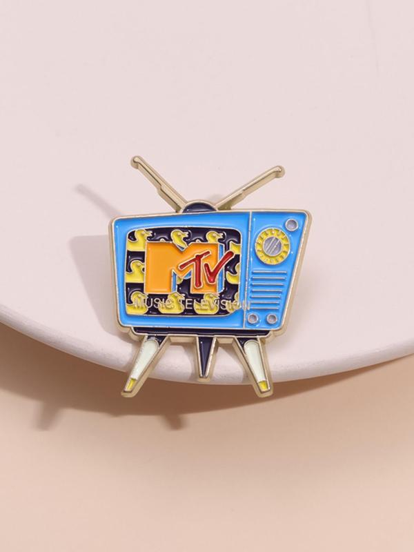 Vintage Tv Shaped Brooch, Enamel Pin Suitable for Backpacks, Jeans, Scarves, Hats Decoration,  Trendy All-match & Exquisite Brooch for Birthday Gift